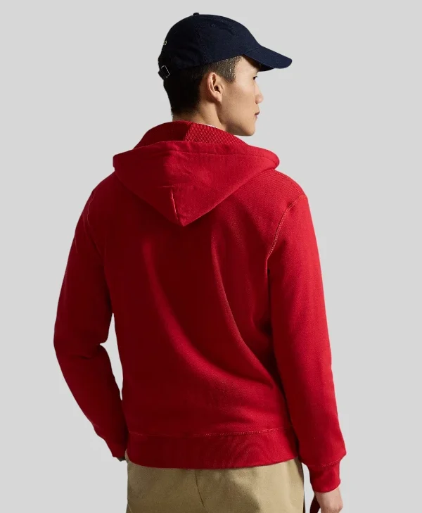 Red Polo Ralph Lauren Classic Full Front Zip Fleece Hoodie back