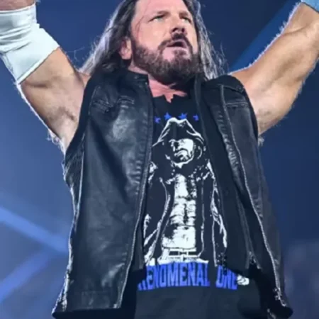 Royal Rumble 2026 AJ Styles Black Leather Vest