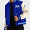 Seahawks Royal and Cream Bomber Jacket