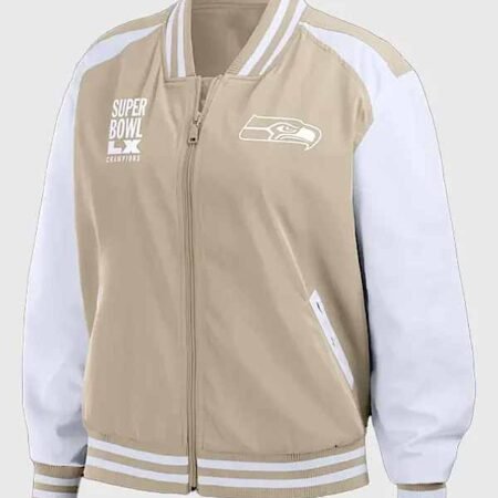 Seahawks Super Bowl LX Champions Tan Bomber Jacket