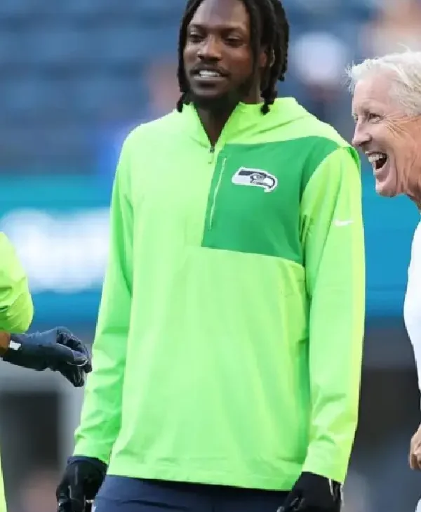 Seattle Seahawks Neon Green Half-Zip Hooded Jacket