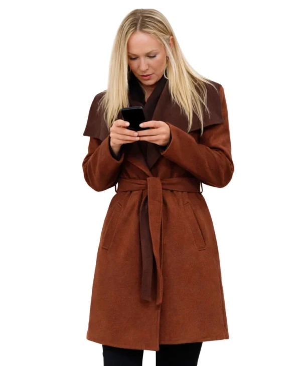 Sharon Case The Young and The Restless Brown Wool Coat