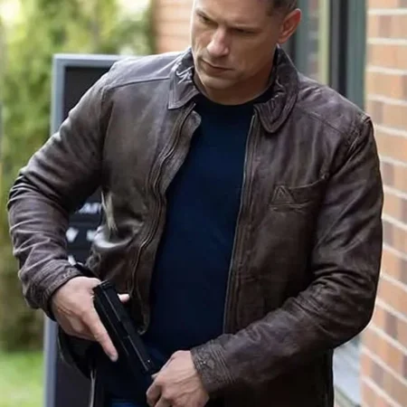 Sheriff Country Matt Lauria Brown Leather Jacket