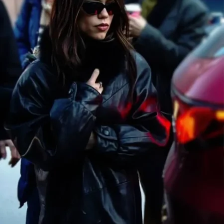 Shop 2026 Sundance Film Festival Jenna Ortega Leather Coat