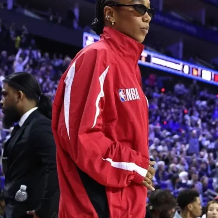 Shop NBA London Game Naomi Ackie Red Jacket