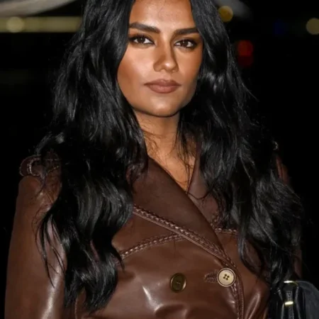 Simone Ashley Brown Leather Coat