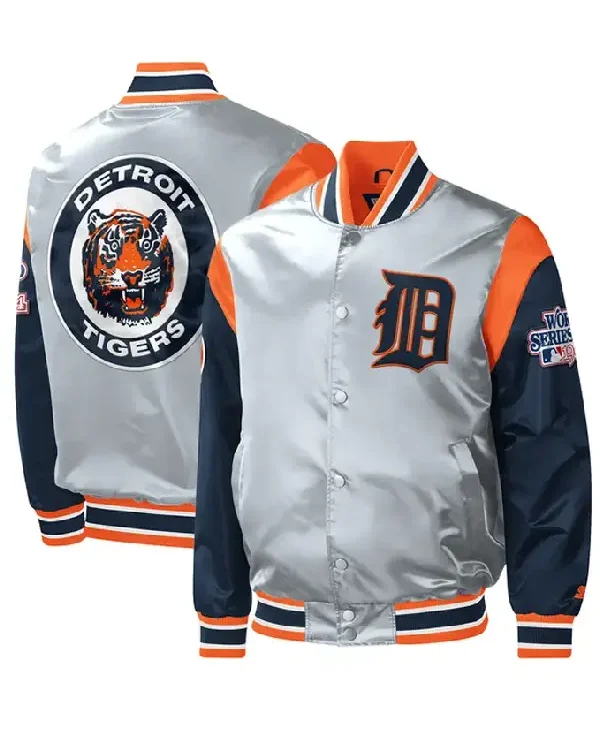 Starter Gray Detroit Tigers Satin Jacket
