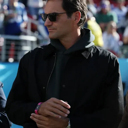 Super Bowl 2026 Roger Federer Black Jacket