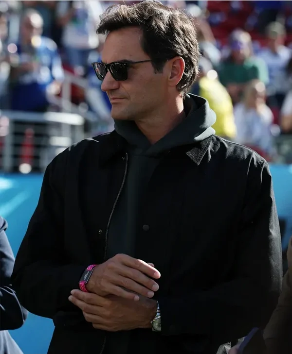 Super Bowl 2026 Roger Federer Black Jacket