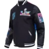 Super Bowl LX 2026 Black Varsity Jacket front