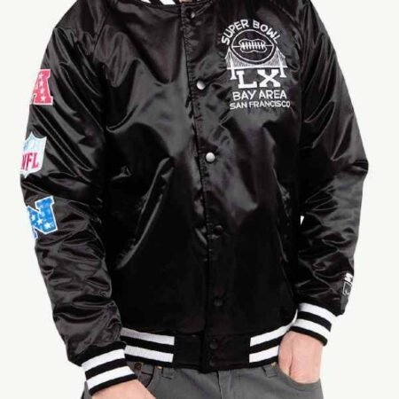Super Bowl LX Black Varsity Jacket