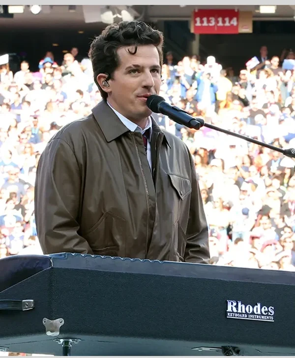 Super Bowl LX Charlie Puth brown Leather Jacket