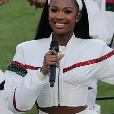 Super Bowl LX Coco Jones White Jacket