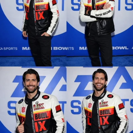 Super Bowl LX Jason Tartick Leather black and white Jacket