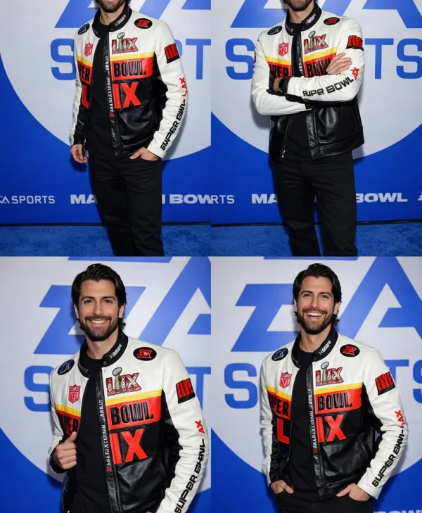 Super Bowl LX Jason Tartick Leather black and white Jacket