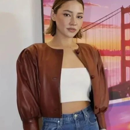 Super Bowl Madelyn Cline Brown Leather Jacket