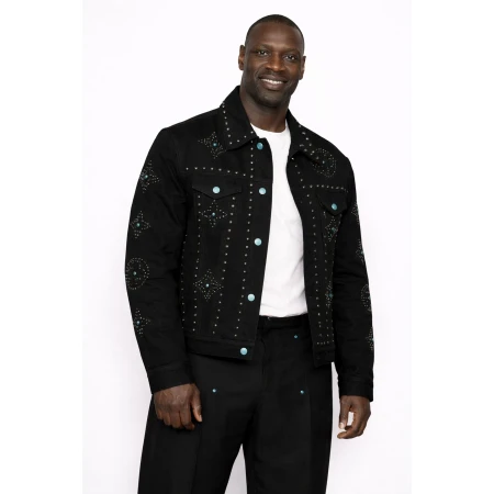 The Killer Omar Sy black denim jacket
