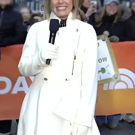 The Today Show 2026 Dylan Dreyer Asymmetrical white Wool Coat