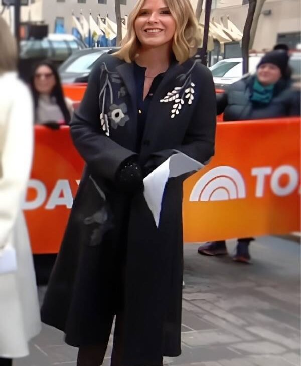 The Today Show Jenna Bush Hager Charcoal Gray Floral Coat
