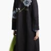 The Today Show Jenna Bush Hager Charcoal Gray Floral Coat back