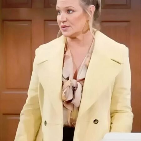 The Young and the Restless 2026 Sharon Case Yellow CoatThe Young and the Restless 2026 Sharon Case Yellow Coat