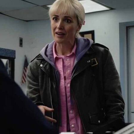 Tow 2026 Rose Byrne Gray Leather Jacket front