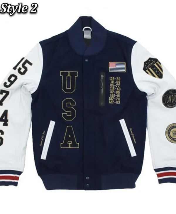 USA Dream Team Destroyed Varsity Jacket style 2
