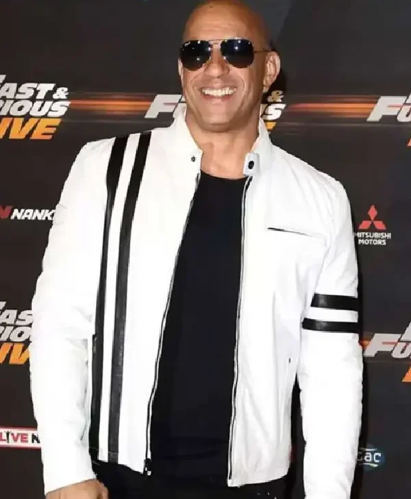 Vin Diesel Fast And Furious Live White Leather Jacket