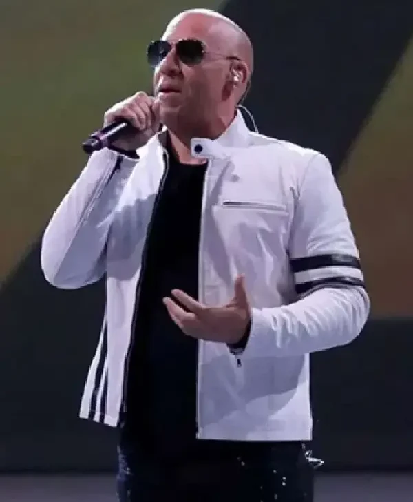 Vin Diesel Fast And Furious Live White Leather Jacket front