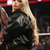 WWE RAW Liv Morgan Black Leather Bomber Hooded Jacket