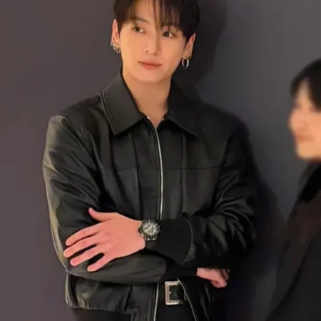 Watch Event 2026 Jungkook Black Leather Jacket