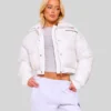 White Cropped Puffer Jacket Women