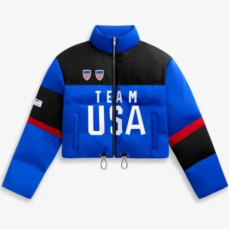 Winter Olympics Team USA Blue Cropped Puffer Jacket