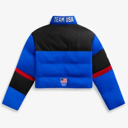 Winter Olympics Team USA Blue Cropped Puffer Jacket back