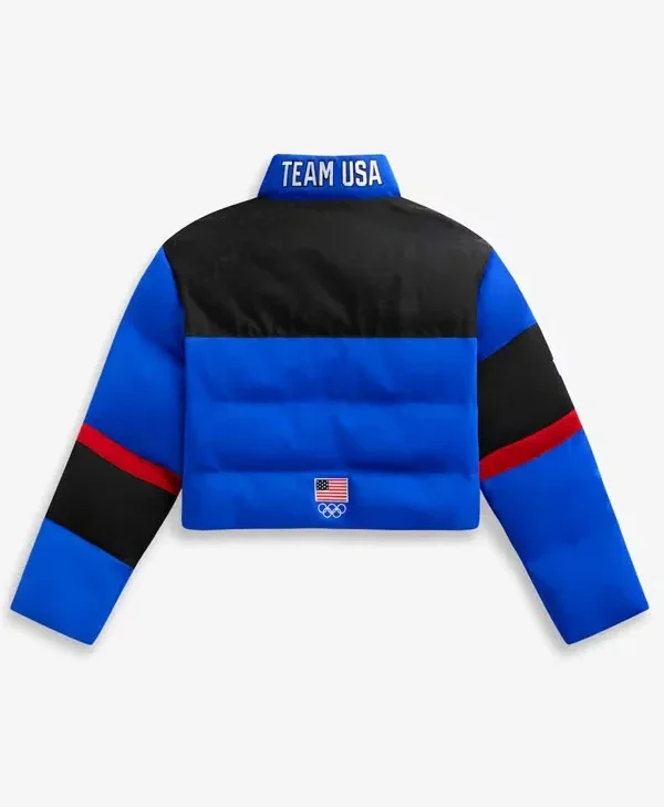 Winter Olympics Team USA Blue Cropped Puffer Jacket back