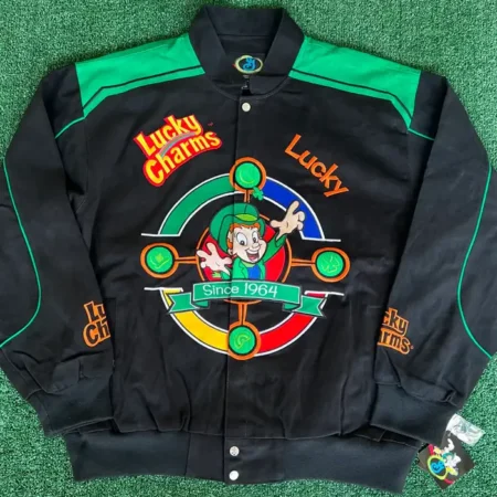 Y2K NOS Nascar Lucky Charms Black Racing Jacket