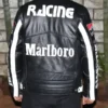 black Marlboro Leather Motorcycle Racing Black Jacket