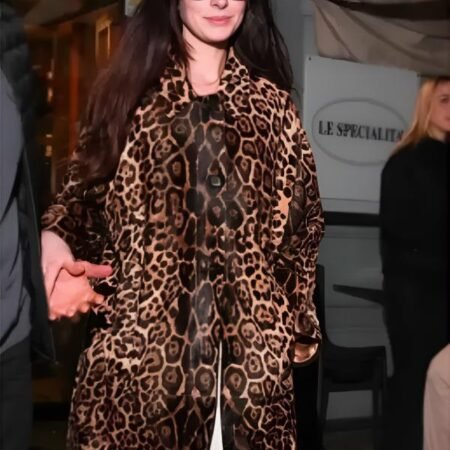 Anne Hathaway Leopard Coat