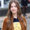 Barbara Palvin Miu Miu aw26 show Brown Jacket For Sale