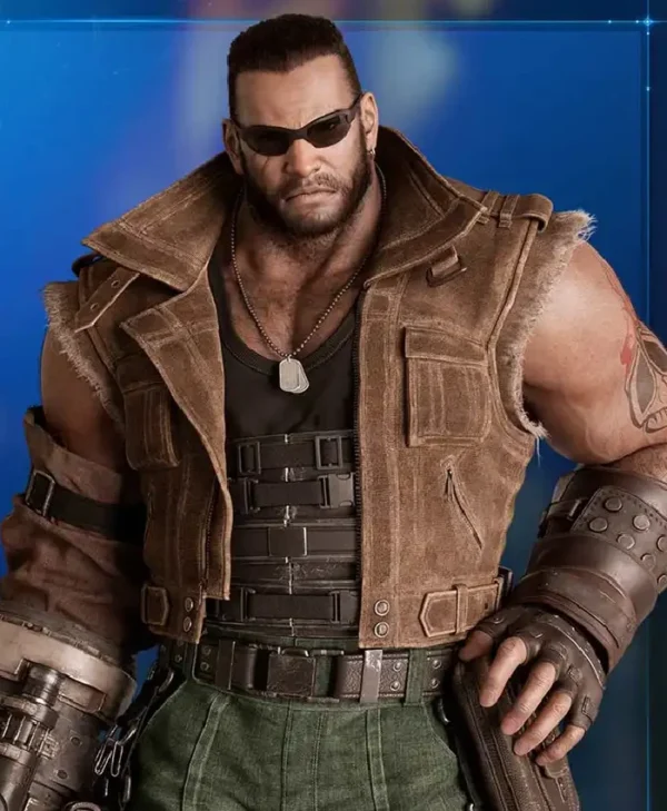 Barret Wallace Final Fantasy VII Remake Brown Leather Vest