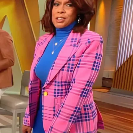 CBS Mornings Gayle King Pink Plaid Blazer