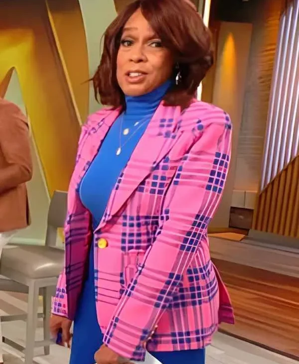 CBS Mornings Gayle King Pink Plaid Blazer