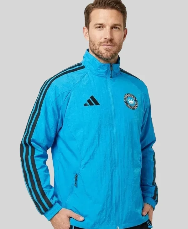 Charlotte FC adidas 2026 Anthem Blue Raglan Jacket