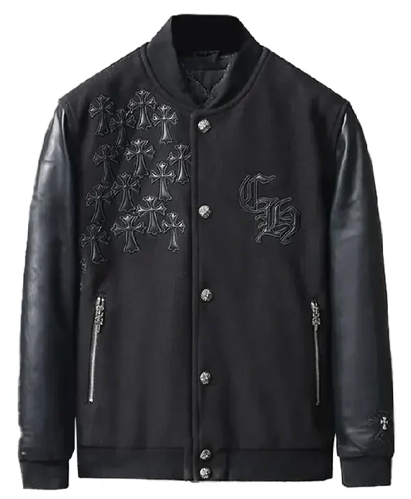 Chrome Cross Black Letterman Jacket
