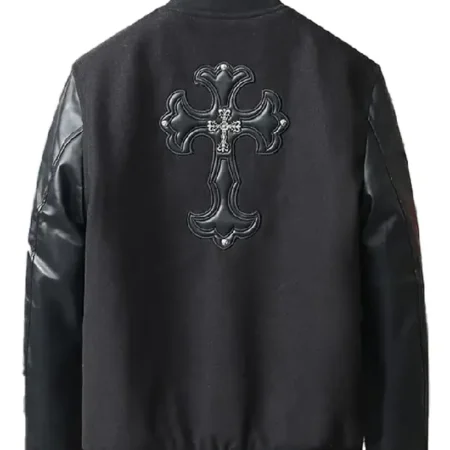 Chrome Cross Black Letterman Jacket For Sale