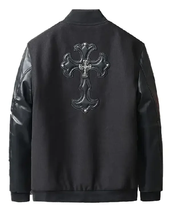 Chrome Cross Black Letterman Jacket For Sale