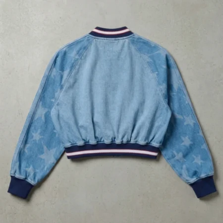 Denim Varsity Bomber Jacket