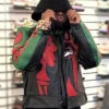 Get Rapper Westside Gunn Black and Green Moto Leather Jacket
