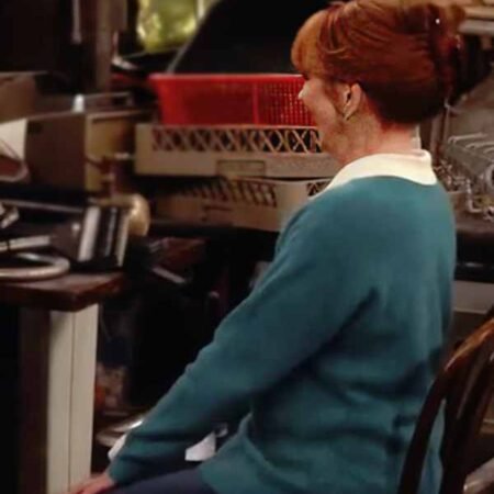 Happy’s Place S2 Reba McEntire Teal Sweater