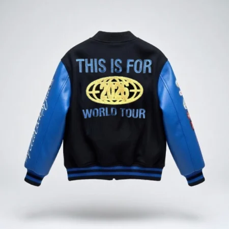 Mens Black and Blue Letterman Jacket